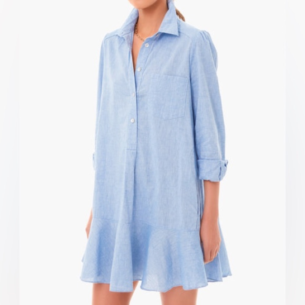 Tuckernuck Light Blue Mini Shirt Dress